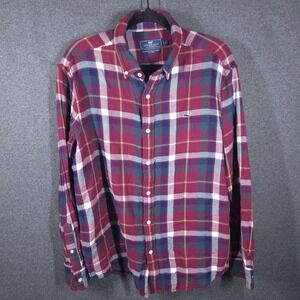 Vineyard Vines Mens Classic Fit Whale Shirt Flannel Plaid Button‎ Down Size L